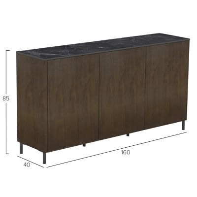 BUFFET HORIZON SM18092 CERAMIC TOP-WALNUT VENEER-METAL LEGS 160x40x85Hcm.