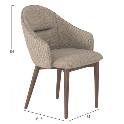 DINING CHAIR SWAIVE SM18102.02 LIGHT BROWN FABRIC-ASHWOOD LEGS IN WALNUT COLOR 61x61,5x84Hcm.