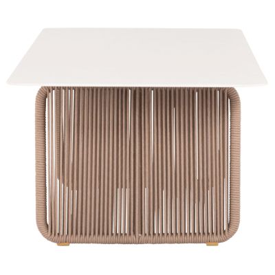 ALUMINUM DINING TABLE SERIES ETHEREAL SM6167 IVORY-COLORED SINTERED STONE TOP-BEIGE P.E.ROPE 240x100x73.5Hm.