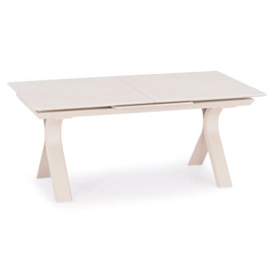 EXPANDABLE ALUMINUM DINING TABLE ANDROMEDA (S) SM6183 FRAME & SINTERED STONE TOP IN IVORY COLOR 180-240x100x76,5H