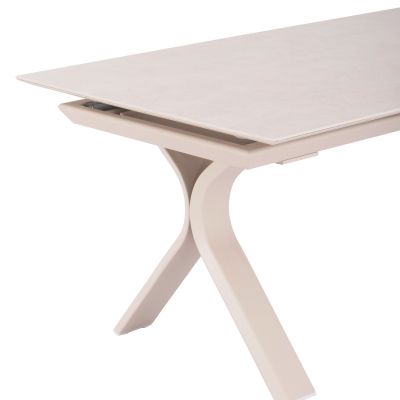 EXPANDABLE ALUMINUM DINING TABLE ANDROMEDA (S) SM6183 FRAME & SINTERED STONE TOP IN IVORY COLOR 180-240x100x76,5H