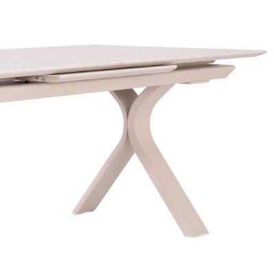 EXPANDABLE ALUMINUM DINING TABLE ANDROMEDA (S) SM6183 FRAME & SINTERED STONE TOP IN IVORY COLOR 180-240x100x76,5H