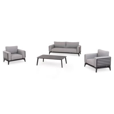 OUTDOOR LOUNGE SET 4PCS ORION SM6192.01 DARK GREY ALUMINUM & GREY OLEFIN