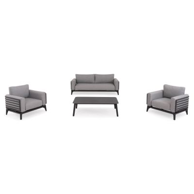 OUTDOOR LOUNGE SET 4PCS ORION SM6192.01 DARK GREY ALUMINUM & GREY OLEFIN