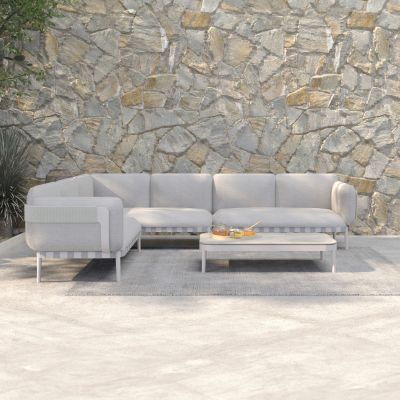 OUTDOOR LOUNGE SET 4PCS PEGASUS SM6199.02 CREAM WHITE ALUMINUM- BEIGE P.E.ROPE & OLEFIN FABRIC