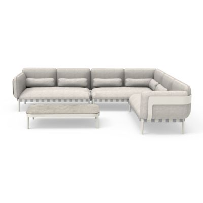 OUTDOOR LOUNGE SET 4PCS PEGASUS SM6199.02 CREAM WHITE ALUMINUM- BEIGE P.E.ROPE & OLEFIN FABRIC