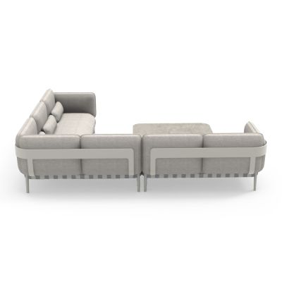 OUTDOOR LOUNGE SET 4PCS PEGASUS SM6199.02 CREAM WHITE ALUMINUM- BEIGE P.E.ROPE & OLEFIN FABRIC