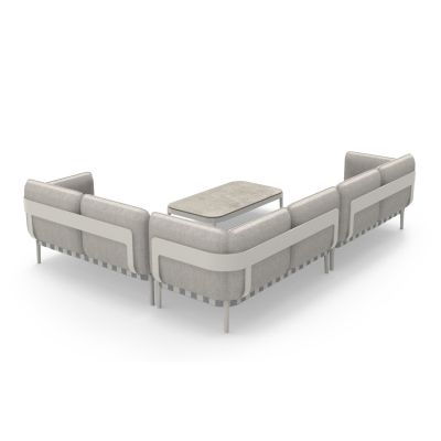 OUTDOOR LOUNGE SET 4PCS PEGASUS SM6199.02 CREAM WHITE ALUMINUM- BEIGE P.E.ROPE & OLEFIN FABRIC