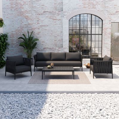 OUTDOOR LOUNGE SET 4PCS SERIES POLARIS SM6211.01 DARK GREY ALUMINUM-STRAPS-OLEFIN