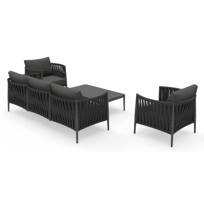 OUTDOOR LOUNGE SET 4PCS SERIES POLARIS SM6211.01 DARK GREY ALUMINUM-STRAPS-OLEFIN