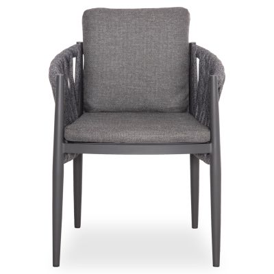 DINING ARMCHAIR KWEEN SM6210.01 DARK GREY ALUMINUM-P.E.STRAP ROPE-OLEFIN FABRIC 59x60x76Hcm.