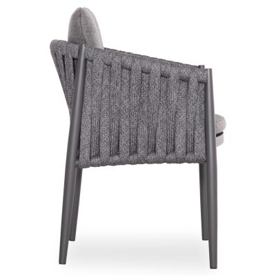 DINING ARMCHAIR KWEEN SM6210.01 DARK GREY ALUMINUM-P.E.STRAP ROPE-OLEFIN FABRIC 59x60x76Hcm.