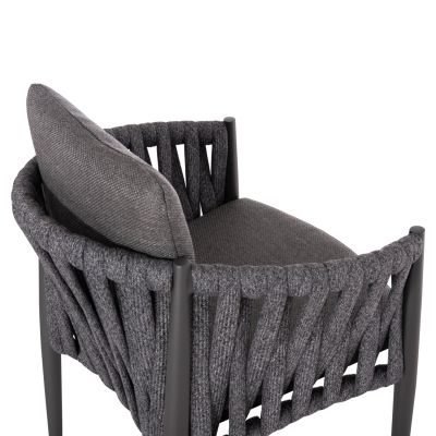DINING ARMCHAIR KWEEN SM6210.01 DARK GREY ALUMINUM-P.E.STRAP ROPE-OLEFIN FABRIC 59x60x76Hcm.