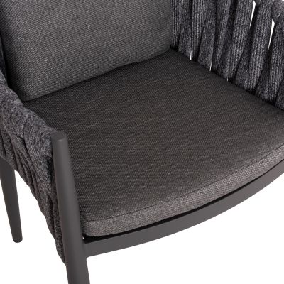 DINING ARMCHAIR KWEEN SM6210.01 DARK GREY ALUMINUM-P.E.STRAP ROPE-OLEFIN FABRIC 59x60x76Hcm.