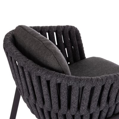 DINING ARMCHAIR EOS SM6212.01 DARK GREY ALUMINUM-STRAPS-OLEFIN FABRIC 65x62x80Hcm.