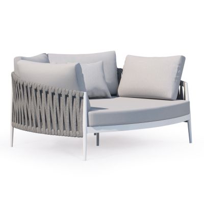 DAYBED SERIES POLARIS SM6215.02 ALUMINUM IN CREAM WHITE-STRAP ROPE & OLEFIN IN BEIGE 164x144x84Hcm.