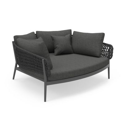 DAYBED 2-SEATER SERIES CAMELLIA SM6217.01 DARK GREY ALUMINUM-P.E.ROPE-OLEFIN 164x144x70Hcm.