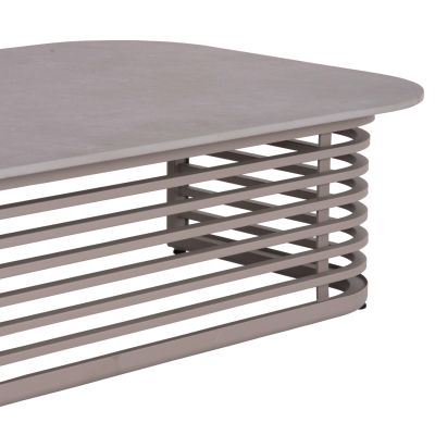 OUTDOOR LOUNGE SET 4PCS AURA SM6193.04 CHAMPAGNE COLORED ALUMINUM-OLEFIN FABRIC-ROCK BEAM TOP