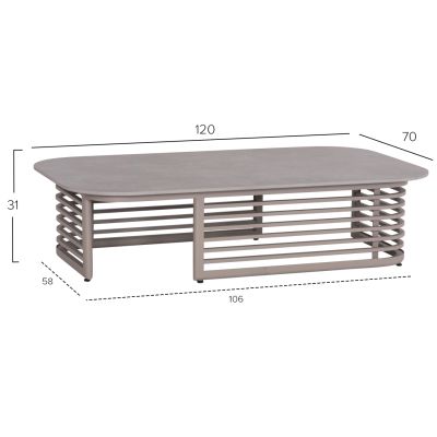 OUTDOOR LOUNGE SET 4PCS AURA SM6193.04 CHAMPAGNE COLORED ALUMINUM-OLEFIN FABRIC-ROCK BEAM TOP