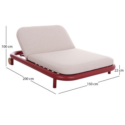 OUTDOOR DAYBED SERIES UTOPIA SM6238.05 ALUMINUM IN RED-OLEFIN FABRIC IN BEIGE 212x155x38Hcm.