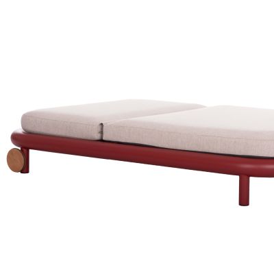 OUTDOOR DAYBED SERIES UTOPIA SM6238.05 ALUMINUM IN RED-OLEFIN FABRIC IN BEIGE 212x155x38Hcm.