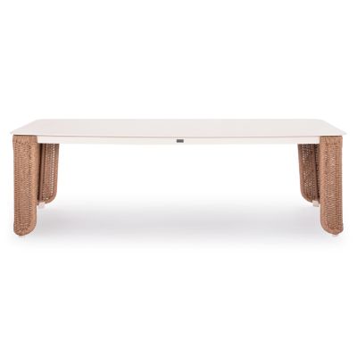 ALUMINUM DINING TABLE SERIES DESTINY SM6318 IVORY FRAME-WICKER-SINTERED STONE TOP 240x110x75Hcm.