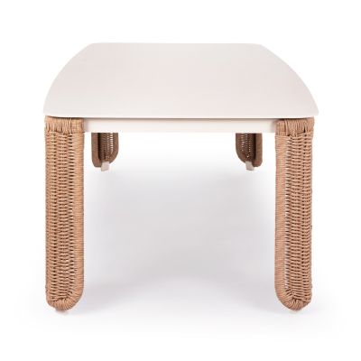 ALUMINUM DINING TABLE SERIES DESTINY SM6318 IVORY FRAME-WICKER-SINTERED STONE TOP 240x110x75Hcm.