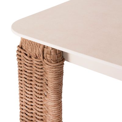 ALUMINUM DINING TABLE SERIES DESTINY SM6318 IVORY FRAME-WICKER-SINTERED STONE TOP 240x110x75Hcm.