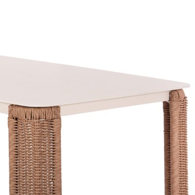 ALUMINUM DINING TABLE SERIES DESTINY SM6318 IVORY FRAME-WICKER-SINTERED STONE TOP 240x110x75Hcm.