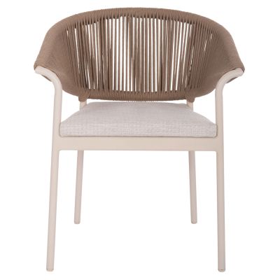 ALUMINUM DINING CHAIR STELLAR SM6320 IVORY FRAME & CUSHION-NATURAL ROPE 64,5x60x78,5Hcm