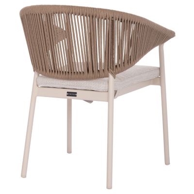 ALUMINUM DINING CHAIR STELLAR SM6320 IVORY FRAME & CUSHION-NATURAL ROPE 64,5x60x78,5Hcm