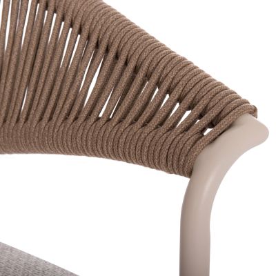 ALUMINUM DINING CHAIR STELLAR SM6320 IVORY FRAME & CUSHION-NATURAL ROPE 64,5x60x78,5Hcm