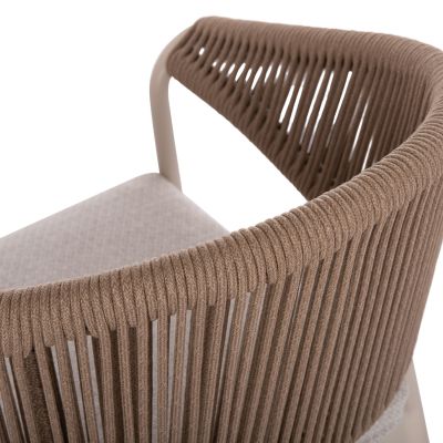 ALUMINUM DINING CHAIR STELLAR SM6320 IVORY FRAME & CUSHION-NATURAL ROPE 64,5x60x78,5Hcm