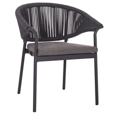 ALUMINUM DINING CHAIR STELLAR SM6320.02 ANTHRACITE FRAME & CUSHION-NATURAL ROPE 64,5x60x78,5Hcm