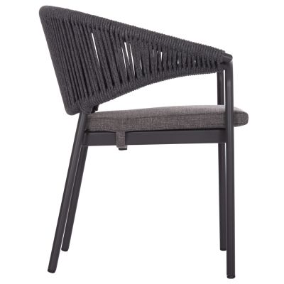 ALUMINUM DINING CHAIR STELLAR SM6320.02 ANTHRACITE FRAME & CUSHION-NATURAL ROPE 64,5x60x78,5Hcm