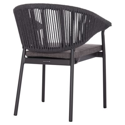 ALUMINUM DINING CHAIR STELLAR SM6320.02 ANTHRACITE FRAME & CUSHION-NATURAL ROPE 64,5x60x78,5Hcm