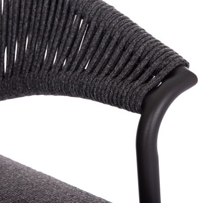 ALUMINUM DINING CHAIR STELLAR SM6320.02 ANTHRACITE FRAME & CUSHION-NATURAL ROPE 64,5x60x78,5Hcm