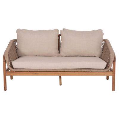 OUTDOOR 2-SEATER SOFA SERIES OASIS SM6225 ACACIA WOOD-ALUMINUM & ROPE IN BEIGE 156x82x73Hcm.