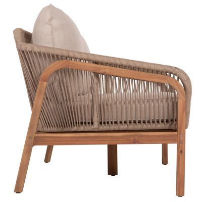 OUTDOOR 2-SEATER SOFA SERIES OASIS SM6225 ACACIA WOOD-ALUMINUM & ROPE IN BEIGE 156x82x73Hcm.