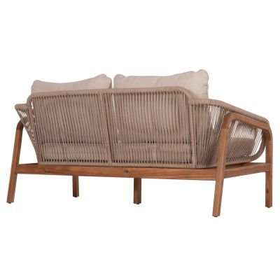 OUTDOOR 2-SEATER SOFA SERIES OASIS SM6225 ACACIA WOOD-ALUMINUM & ROPE IN BEIGE 156x82x73Hcm.