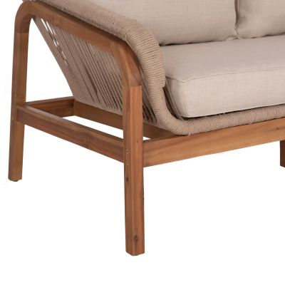 OUTDOOR 2-SEATER SOFA SERIES OASIS SM6225 ACACIA WOOD-ALUMINUM & ROPE IN BEIGE 156x82x73Hcm.