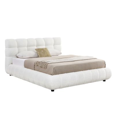 ΚΡΕΒΑΤΙ ΔΙΠΛΟ ΜΕ ΑΠΟΘ.ΧΩΡΟ BUBBLE SM725.02 ΛΕΥΚΟ CHENILLE ΥΦΑΣΜΑ--ΣΤΡΩΜΑ 160x200εκ