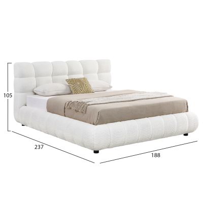 ΚΡΕΒΑΤΙ ΔΙΠΛΟ ΜΕ ΑΠΟΘ.ΧΩΡΟ BUBBLE SM725.02 ΛΕΥΚΟ CHENILLE ΥΦΑΣΜΑ--ΣΤΡΩΜΑ 160x200εκ