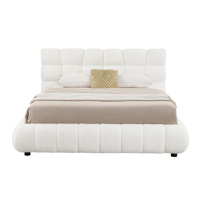 ΚΡΕΒΑΤΙ ΔΙΠΛΟ ΜΕ ΑΠΟΘ.ΧΩΡΟ BUBBLE SM725.02 ΛΕΥΚΟ CHENILLE ΥΦΑΣΜΑ--ΣΤΡΩΜΑ 160x200εκ