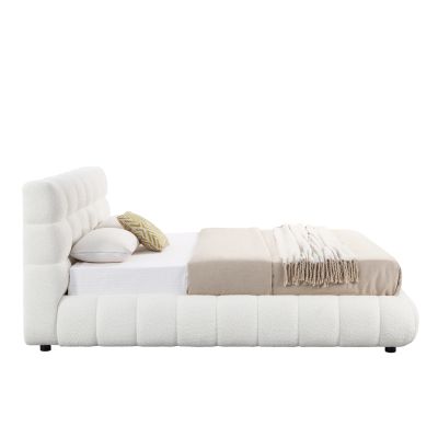ΚΡΕΒΑΤΙ ΔΙΠΛΟ ΜΕ ΑΠΟΘ.ΧΩΡΟ BUBBLE SM725.02 ΛΕΥΚΟ CHENILLE ΥΦΑΣΜΑ--ΣΤΡΩΜΑ 160x200εκ