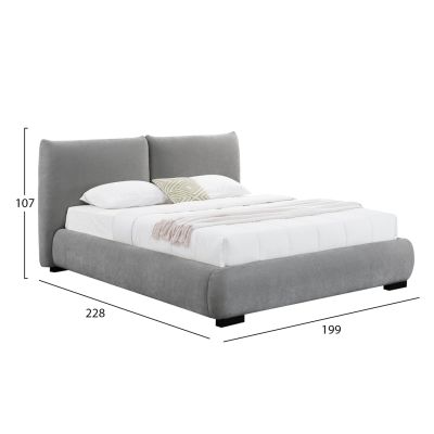 ΚΡΕΒΑΤΙ ΔΙΠΛΟ ΜΕ ΑΠΟΘ.ΧΩΡΟ NUVIA SM728.01 ΓΚΡΙ FAUX FUR ΥΦΑΣΜΑ--ΣΤΡΩΜΑ 160x200εκ