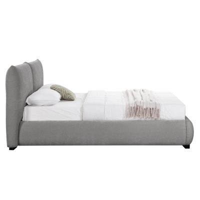 ΚΡΕΒΑΤΙ ΔΙΠΛΟ ΜΕ ΑΠΟΘ.ΧΩΡΟ NUVIA SM728.01 ΓΚΡΙ FAUX FUR ΥΦΑΣΜΑ--ΣΤΡΩΜΑ 160x200εκ