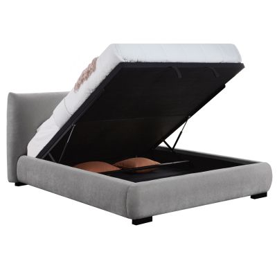 ΚΡΕΒΑΤΙ ΔΙΠΛΟ ΜΕ ΑΠΟΘ.ΧΩΡΟ NUVIA SM728.01 ΓΚΡΙ FAUX FUR ΥΦΑΣΜΑ--ΣΤΡΩΜΑ 160x200εκ