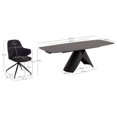 ΣΕΤ ΤΡΑΠΕΖΑΡΙΑΣ 7ΤΜΧ HYPERION SM21230 ΚΕΡΑΜΙΚΟ TOP--ΜΑΥΡΟ ΜΕΤΑΛΛΟ
