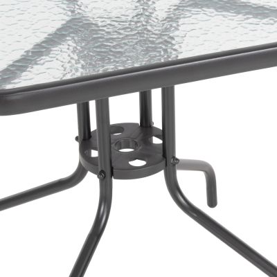 OUTDOOR TABLE SQUARE FIGO HM5036.01 GREY METAL-GLASS TABLETOP 70Χ70Χ72Hcm